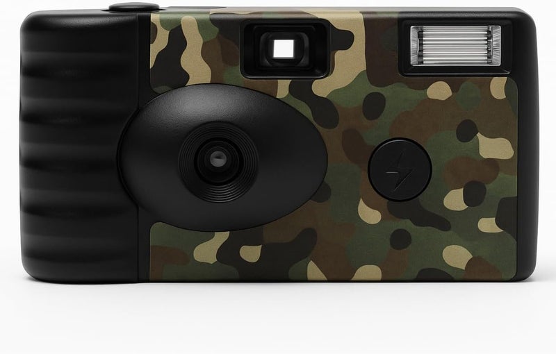 Lensy Disposable Film Camera – 35mm | 24 Shots | Perfect for Vacations, Parties, Weddings & Events, Easy-to-Use | Built-in Flash | Retro Photos | Film Included | No Batteries Needed (Camo) - Image 1